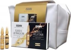 Набір Isdin Isdinceutics Сироватка денна Flavo-С Ultraglican 10 * 2 мл + Сироватка нічна Flavo-С Melatonin 10 * 2 мл (косметичка в подарунок)