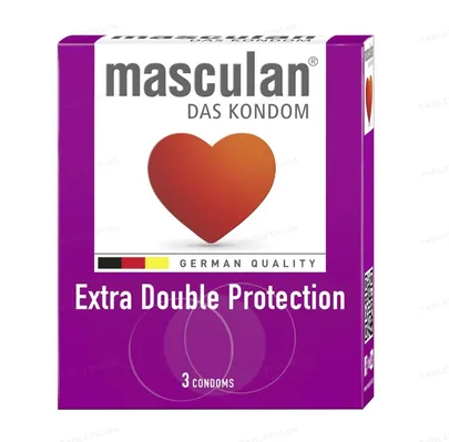 Презервативи Masculan Extra Double Protection особливо міцні з пухирцями, 3 штуки