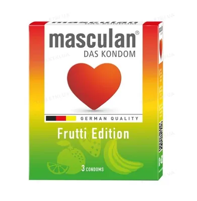 Презервативи Masculan Frutti Edition кольорові з фруктовим ароматом, 3 штуки