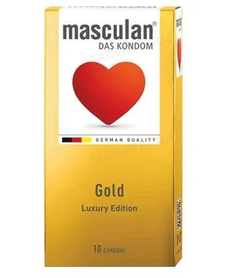 Презервативи Masculan Gold Luxury Edition із золотим напиленням і запахом ванілі, 10 штук