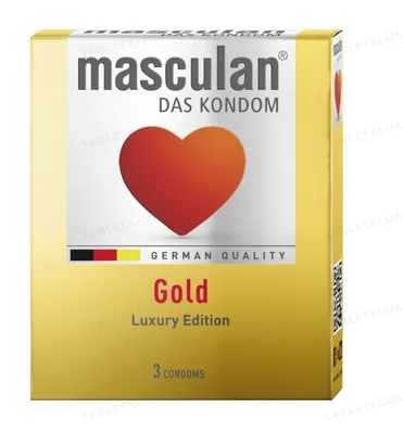 Презервативи Masculan Gold Luxury Edition із золотим напиленням і запахом ванілі, 3 штуки