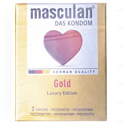 Презервативи Masculan Gold Luxury Edition із золотим напиленням і запахом ванілі, 3 штуки