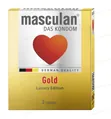 Презервативи Masculan Gold Luxury Edition із золотим напиленням і запахом ванілі, 3 штуки