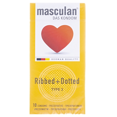 Презервативы Masculan Ribbed+Dotted Тип 3 с кольцами и пупырышками, 10 штук