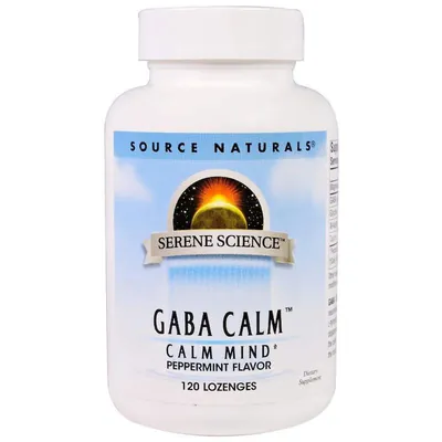 ГАМК (гамма-аміномасляна кислота) Source Naturals Gaba Calm зі смаком м'яти, 120 таблеток