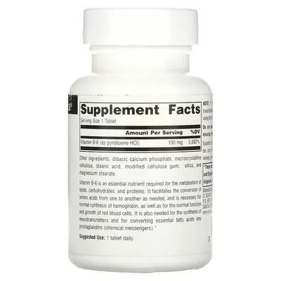Вітамін В6 Source Naturals Vitamin B-6 100 мг, 100 таблеток