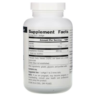 Фосфатидилхолин в лецитине Source Naturals Phosphatidyl Choline 420 мг, 180 капсул
