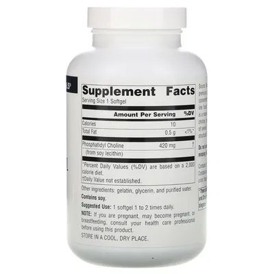 Фосфатидилхолін в лецитині Source Naturals Phosphatidyl Choline 420 мг, 180 капсул