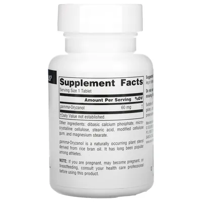 Гамма орізанол Source Naturals Gamma Oryzanol 60 мг, 100 таблеток