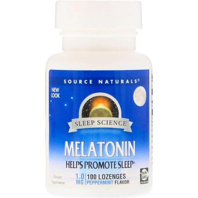 Мелатонин Source Naturals Melatonin 1 мг мята, 100 леденцов