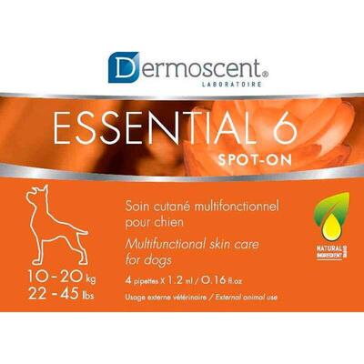 Уход за кожей и шерстью Dermoscent Essential 6 spot-on для собак 10-20 кг, 4 пипетки по 1,2 мл
