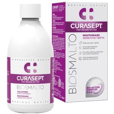 Ополаскиватель Curasep Biosmalto для чувствительных зубов, жидкая эмаль, фтор, 300 мл