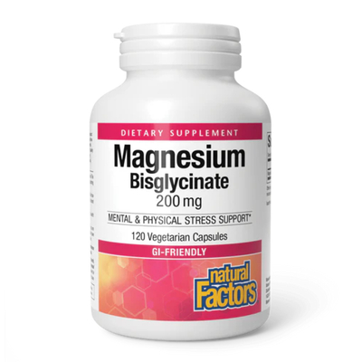 Магній бісгліцинат Natural Factors Magnesium Bisglycinate 200 мг, 120 капсул