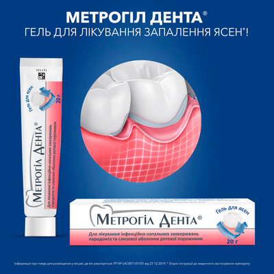 Метрогил дента гель д/десен по 20 г в тубах
