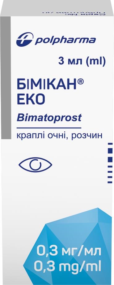 Бимикан эко капли глаз., р-р 0.3 мг/мл по 3 мл во флак.-кап.