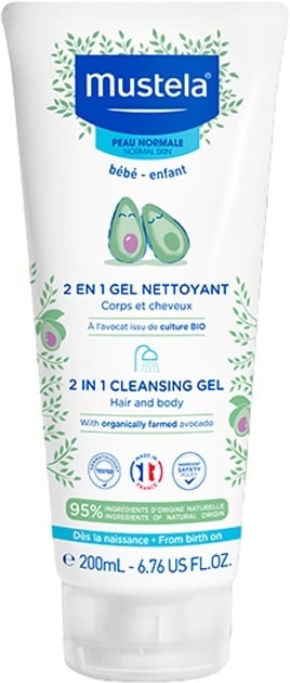 Гель для волосся та тіла Mustela Bebe 2 in 1 очищуючий, 200 мл
