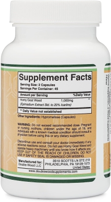 Добавка Double Wood Horny Goat Weed 1000мг (20% icariin), 90 капсул