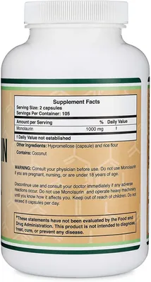 Монолаурин Double Wood Monolaurin 1000 mg, 210 капсул