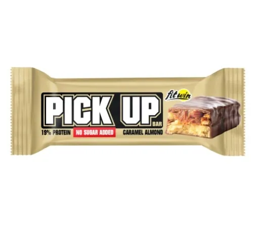 Батончик протеїновий FitWin Pick Up Bar без цукру карамель - мигдаль, 24 шт. по 45 г