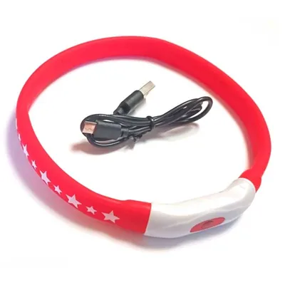 Нашийник для собак AnimAll USB LED Flashing Collar що світиться для собак з USB підзарядкою та водовідштовхуючим покриттям, 40 см, червоний