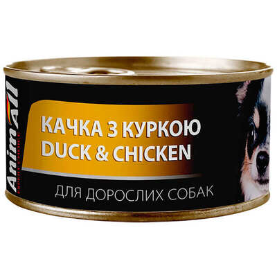Корм вологий для дорослих собак AnimAll качка з куркою, 85 г