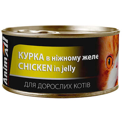 Корм влажный для взрослых кошек AnimAll курица в нежном желе, 85 г