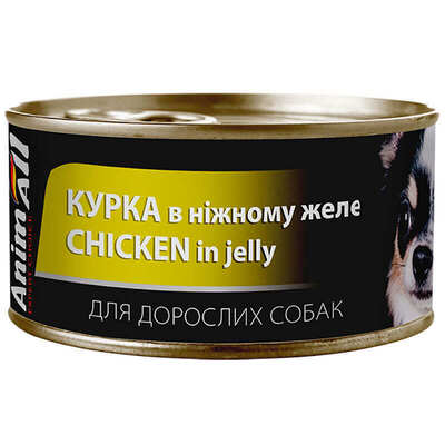 Корм влажный для взрослых собак AnimAll курица в нежном желе, 85 г