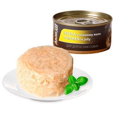 Корм влажный для взрослых собак AnimAll курица в нежном желе, 85 г