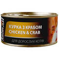 Корм влажный для взрослых кошек AnimAll курица с крабом, 85 г
