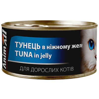 Корм влажный для взрослых кошек AnimAll тунец в нежном желе, 85 г.
