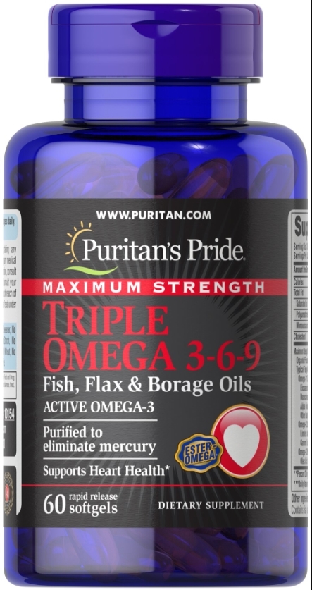Омега 3-6-9 Puritan's Pride Triple Omega 3-6-9, 60 капсул