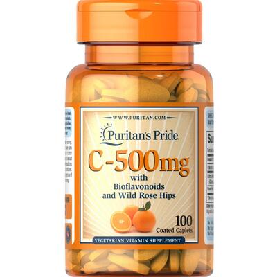 Вітамін С Puritan's Pride Vitamin C-500 with Protective Bioflavonoids and Wild Rose Hips, 100 каплет