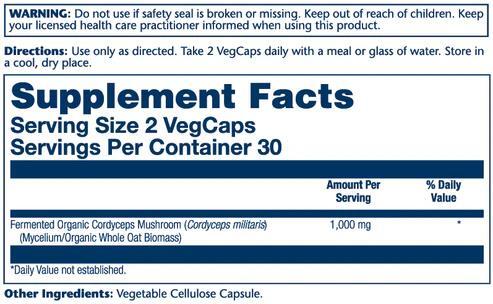 Гриб Кордицепс ферментований Solaray Fermented Cordyceps, 60 капсул
