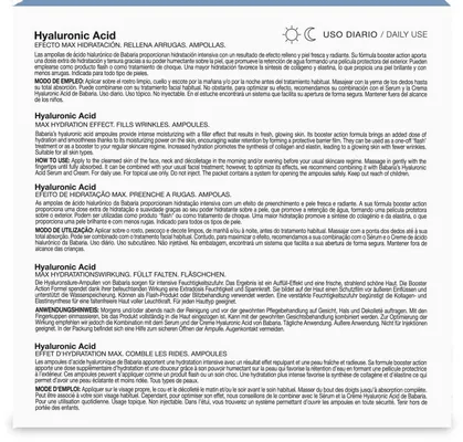 Сироватка для обличчя Babaria Hyaluronic Acid в ампулах зволожуюча з гіалуроновою кислотою, 5 шт х 2 мл