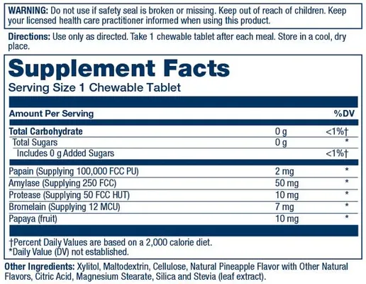Ферменти папаї Solaray Papaya Enzymes ананас, 90 жувальних таблеток