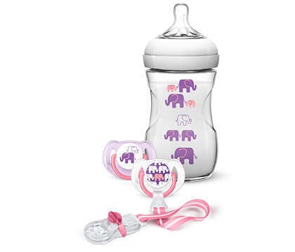 Набор Philips Avent SCD628/01 Natural для девочки (пустышки + клипса для пустышки + бутылочка 260 мл)
