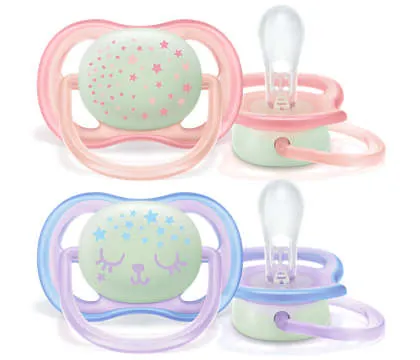 Пустушка силіконова Philips Avent Ultra Air Nighttime SCF376/12, 0-6 місяців, 2 шт