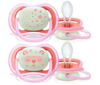 Пустушка силіконова Philips Avent Ultra Air Nighttime SCF376/22, 6-18 місяців, 2 шт