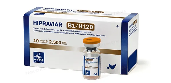 Вакцина Ла-Сота (ДЛЯ ТВАРИН) Ньюкасла ХІПРАВІАР-B1 H120 для птахів, 2500 доз