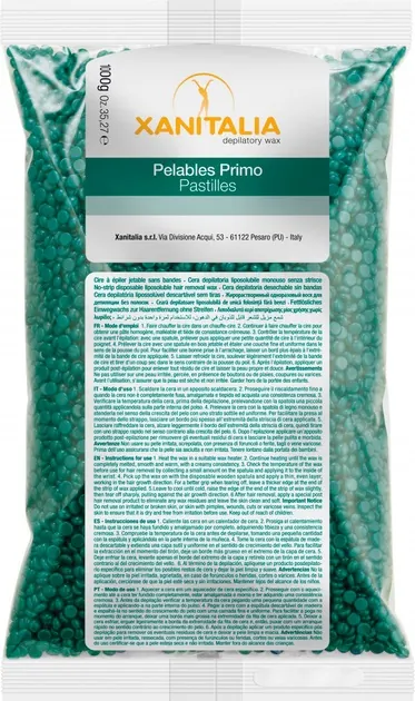 Віск для депіляції Xanitalia Pelables Primo Chlorophyll гарячий в гранулах Хлорофіл, 1000 г