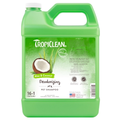 Шампунь TropiClean Алое и кокос, дезодорирующий концентрат для собак и кошек, 3,8 л