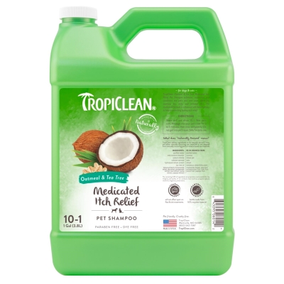 Шампунь TropiClean Вівсяний з екстрактом чайного дерева, концентрат, лікувальний, для собак, 3,8 л