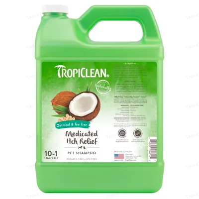 Шампунь TropiClean Вівсяний з екстрактом чайного дерева, концентрат, лікувальний, для собак, 3,8 л