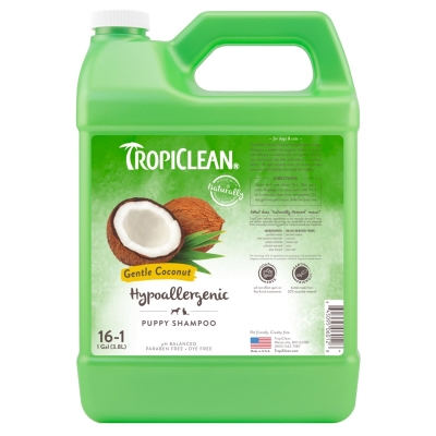 Шампунь TropiClean Нежный кокос, концентрат, гипоаллергенный, для щенков и котят, 3,8 л