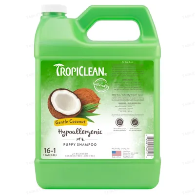 Шампунь TropiClean Ніжний кокос, концентрат, гіпоалергенний, для цуценят та кошенят, 3,8 л