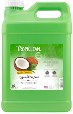 Шампунь TropiClean Ніжний кокос, концентрат, гіпоалергенний, для цуценят та кошенят, 9,5 л