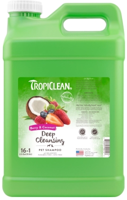 Шампунь TropiClean Ягоды и кокос, концентрат, глубокая очистка, для собак и кошек, 9,5 л
