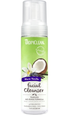 Шампунь TropiClean Теплая ваниль, без смыва, для умывания морды, для собак и кошек, 220 мл