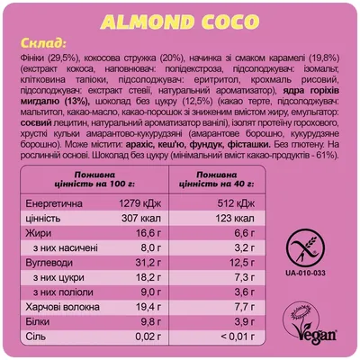 Батончик Fizi Guilty Pleasure кокос та мигдаль, 40 г