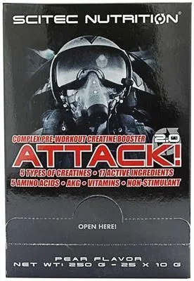 Креатин перед тренуванням Scitec Nutrition ATTACK 2.0 груша, 25 * 10 г